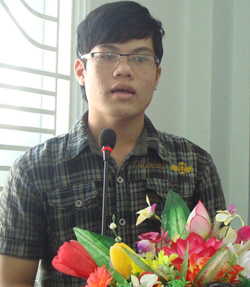 Nguyễn Anh Khoa phát biểu tại buổi nhận quyết định tham gia Đề án 47